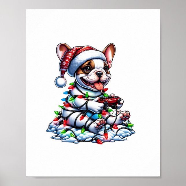 French Bulldog Video Game Controller Light Snow Sa Poster (Front)