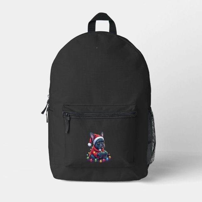 French Bulldog Video Game Controller Light Snow Sa Printed Backpack (Front)