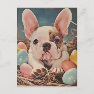 French Bulldog Vintage Easter Postcard