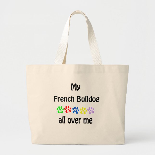 French Bulldog Walks Design Large Tote Bag (Front)
