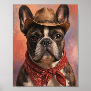 French Bulldog Wall Art — Cowboy Portrait 