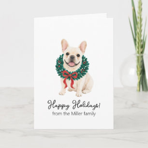 French Bulldog Watercolor Christmas Card