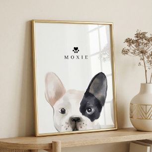 French Bulldog Watercolor Illustration Dog's Name Poster