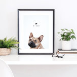 French Bulldog Watercolor Illustration Dog's Name Poster<br><div class="desc">Display your furry friend in your home with this unique personalized french bulldog watercolor and personalized name wall art print. The print features our hand-painted watercolor black and white french bulldog illustration. Customize with your dog's name with a simple heart-shaped paw print placed above the dog's name. This personalized dog...</div>