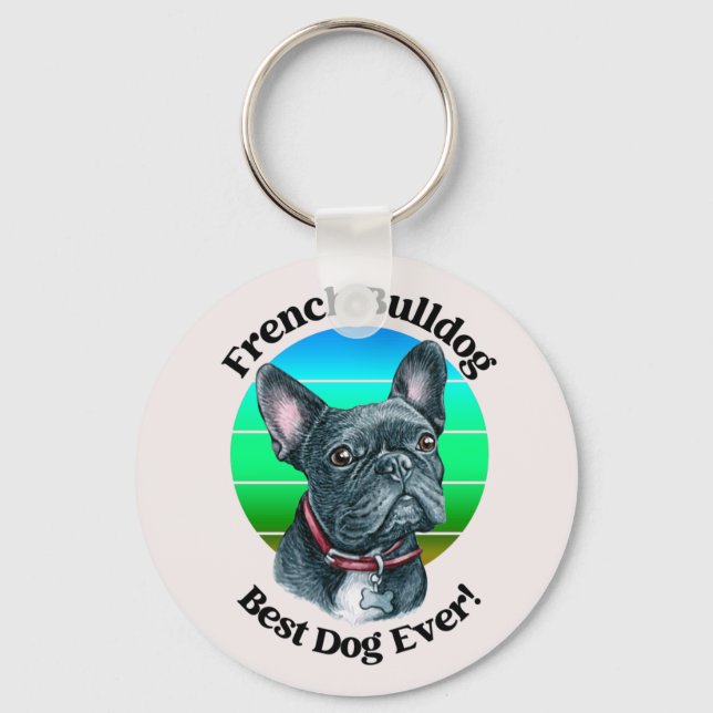 French Bulldog Watercolor  Keychain (Front)