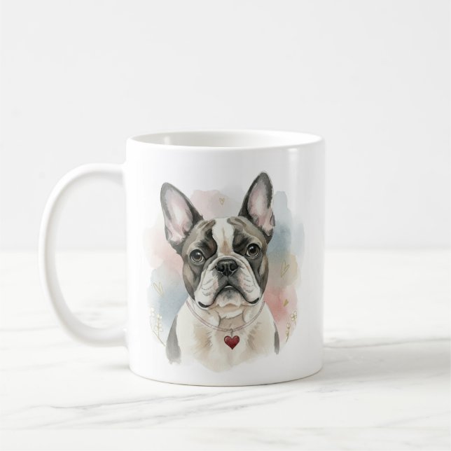 French Bulldog Watercolor Mug – Soft Valentine Sty (Left)