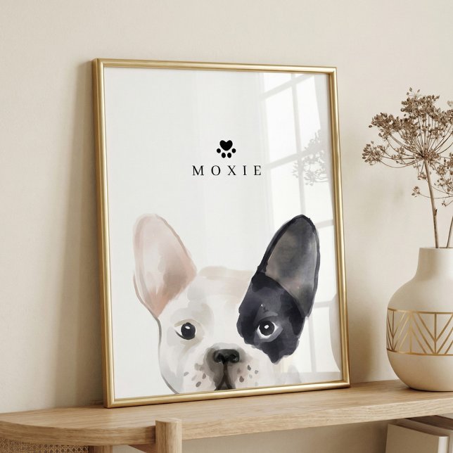 French Bulldog Watercolor Personalized Dog Name Poster (French Bulldog Watercolor Personalized Dog Name Poster)