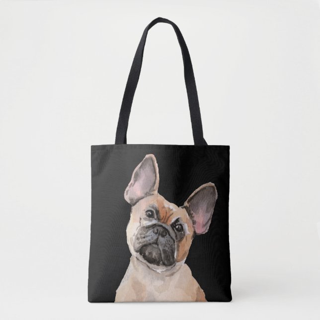 French Bulldog Watercolor Tote Shopper Bag (Front)