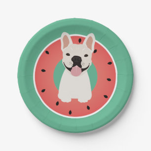 French Bulldog Watermelon Fruit Paper Plate