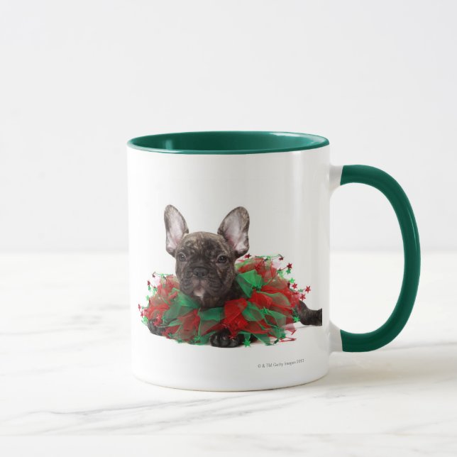 French bulldog wearing Christmas collar Mug (Right)