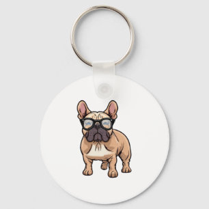 French Bulldog Wearing Glasses  Keychain