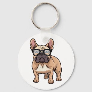 French Bulldog Wearing Glasses  Keychain