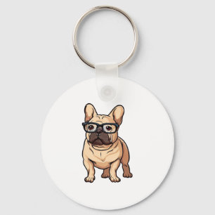 French Bulldog Wearing Glasses Keychain