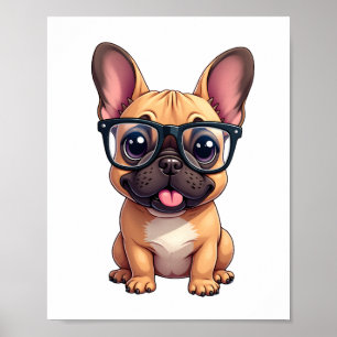 French Bulldog Wearing Glasses Poster
