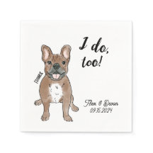 French Bulldog Wedding Cocktail Napkin