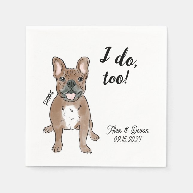 French Bulldog Wedding Cocktail Napkin (Front)