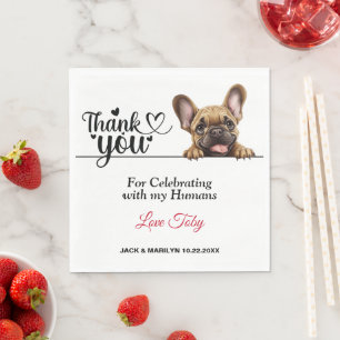 French Bulldog Wedding Napkins with Dogs Photo