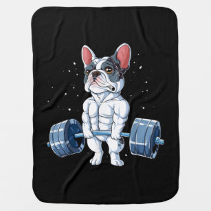 French Bulldog Weightlifting Funny Deadlift Gym Baby Blanket