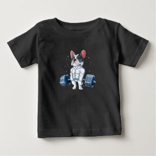 French Bulldog Weightlifting Funny Deadlift Gym Baby T-Shirt
