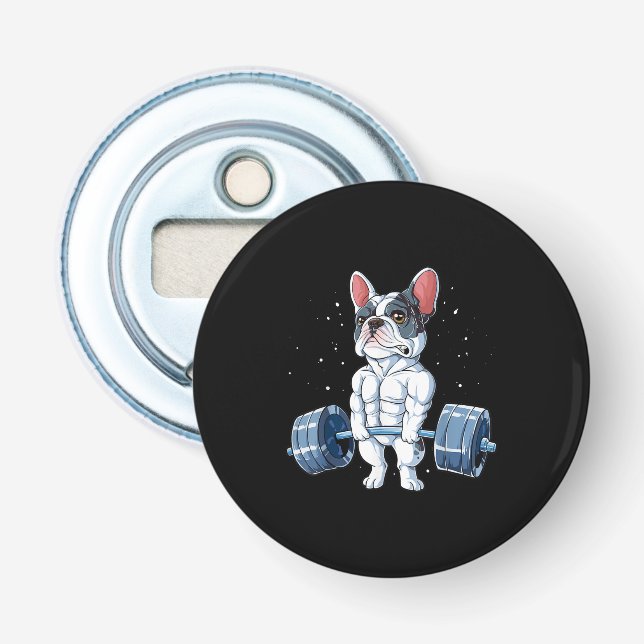 French Bulldog Weightlifting Funny Deadlift Gym Bottle Opener (Front)