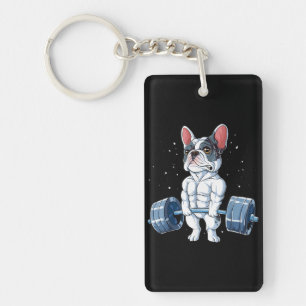 French Bulldog Weightlifting Funny Deadlift Gym Keychain