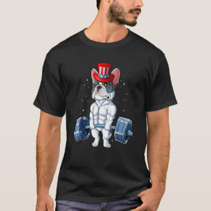 French Bulldog Weightlifting Muscle 4th Of July Un T-Shirt