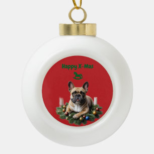 French Bulldog Weihnachten Weihnachtskranz Ceramic Ball Christmas Ornament