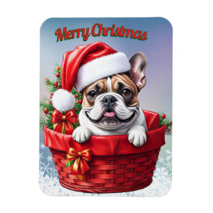 French Bulldog Weihnachtskorb  Christmas  Magnet