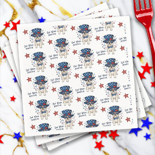 French Bulldog Whimsical Patriotic Red White Blue Napkin