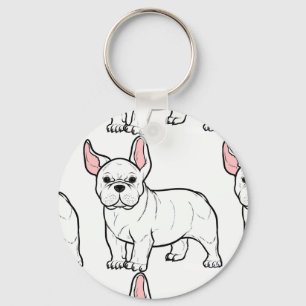 french bulldog white cartoon keychain