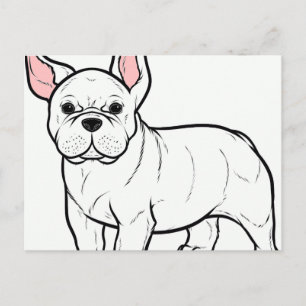 french bulldog white cartoon postcard