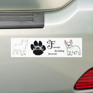 French Bulldog White Silhouette Bumper Sticker