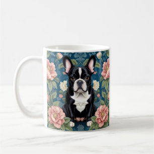 French Bulldog William Morris Inspired Floral Coffee Mug