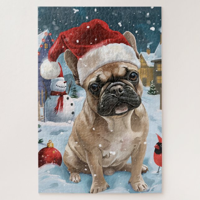 French Bulldog Winter Wonderland Christmas Joy Jigsaw Puzzle (Vertical)