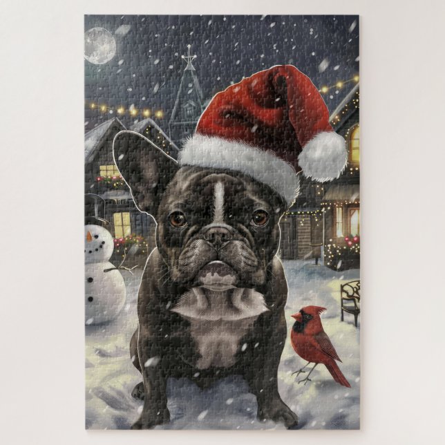 French Bulldog Winter Wonderland Christmas Joy Jigsaw Puzzle (Vertical)