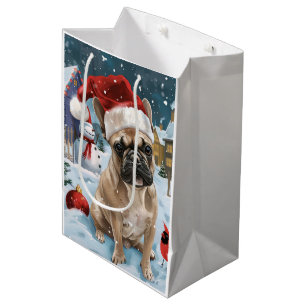 French Bulldog Winter Wonderland Christmas Joy Medium Gift Bag