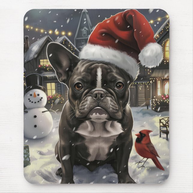 French Bulldog Winter Wonderland Christmas Joy Mouse Pad (Front)