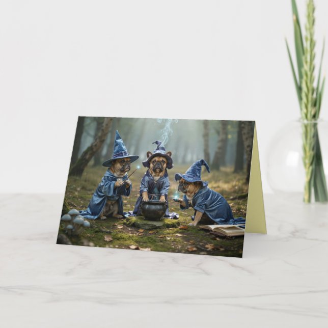 French Bulldog Witch Halloween Card (Front)