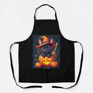French Bulldog Witch Pumpkin Halloween Mens Womens Apron