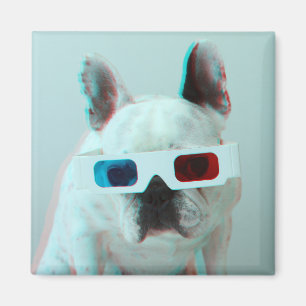 French Bulldog With 3D Glasses Magnet