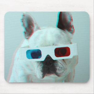 French Bulldog With 3D Glasses Mouse Pad