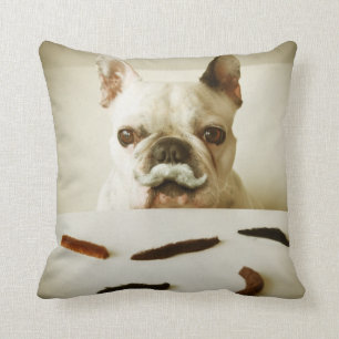 French Bulldog With A Moustache Throw Pillow