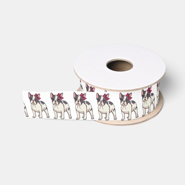 French Bulldog with Bow Grosgrain Ribbon (Spool)