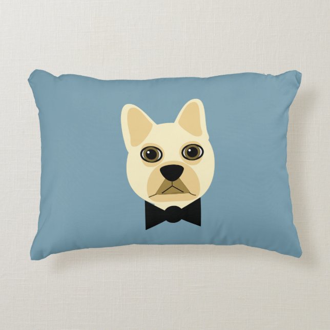 French Bulldog with bowtie blue Accent Pillow (Front)