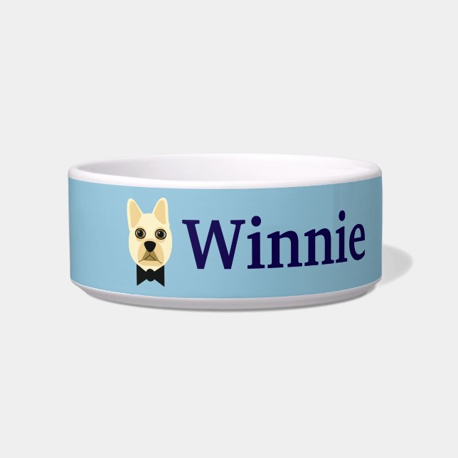 French Bulldog with bowtie blue Bowl (Front)