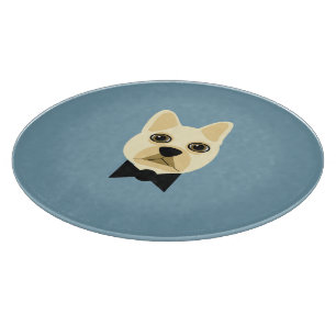 French Bulldog with bowtie blue Cutting Board