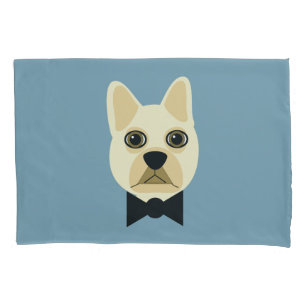 French Bulldog with bowtie blue Pillowcase