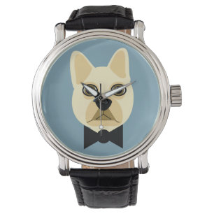 French Bulldog with bowtie blue Watch