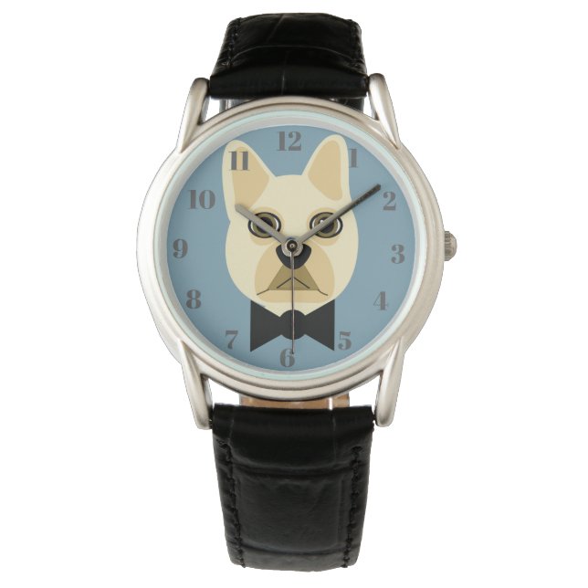 French Bulldog with bowtie blue Watch (Front)