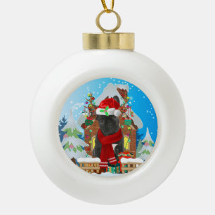 French Bulldog with Christmas gifts Ceramic Ball Christmas Ornament